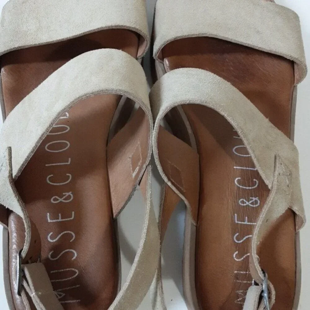 Musse & Cloud anthropologie women suede Casual Platform Sandals 40 tan y2k goth